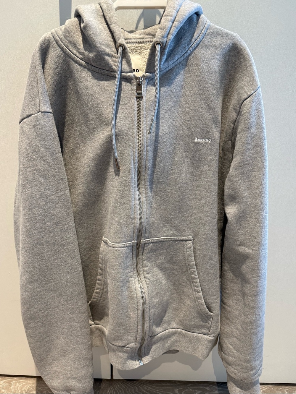 Sandro Light Gray Zip-Up Hoodie